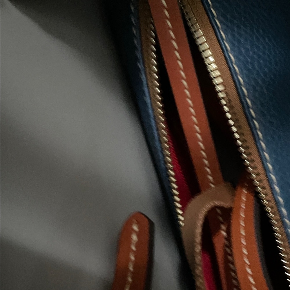 Dooney & Bourke Blue Leather Crossbody with Brown Trim. **NWT** - Picture 6 of 7